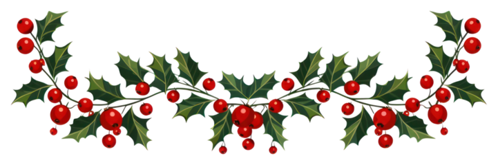 PNG Christmas pattern cherry holly.
