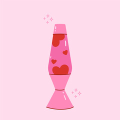 Lava lamp pink red colors on pale pink color. Vector graphics.