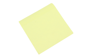 yellow stick note isolated on transparent background.