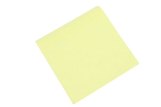 yellow stick note isolated on transparent background.