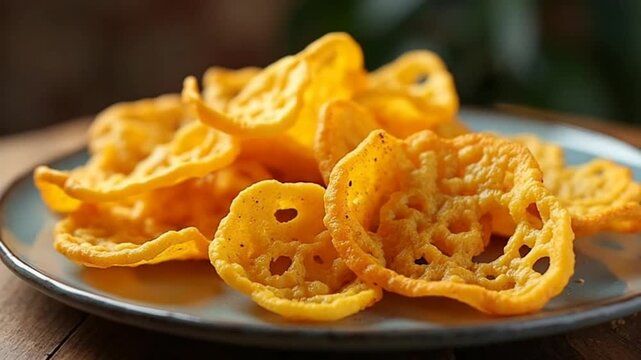  Plantain Chips served authentically on a plate
