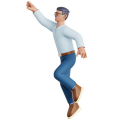 3D Rendering Illustration of a Man Pointing Upward, Celebrating Achievement