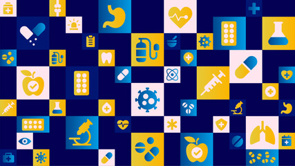 Hospital Icons Grid Design - Medical and Healthcare Pattern for Wellness and Innovation