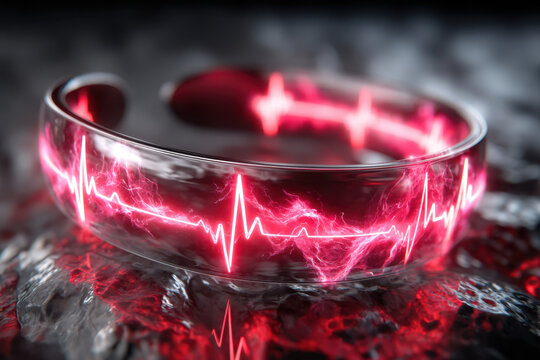 Unique bracelet design featuring glowing heartbeat pattern against a dark background