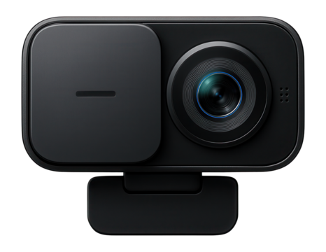 Compact webcam with built-in privacy shutter and dual microphones for desktop use