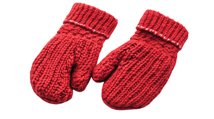 Pair of red mittens isolated on transparent background 
