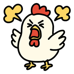 興奮して息を荒げて叫ぶニワトリ（Affinity Designer版）