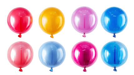 Set of colorful balloons isolated on transparent background