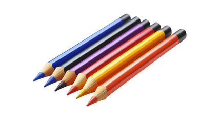 Fototapeta premium Set of colorful crayons isolated on transparent background 