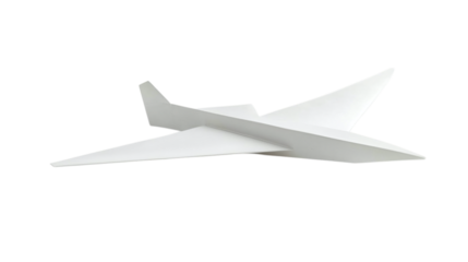 Simple white paper airplane isolated on transparent background 