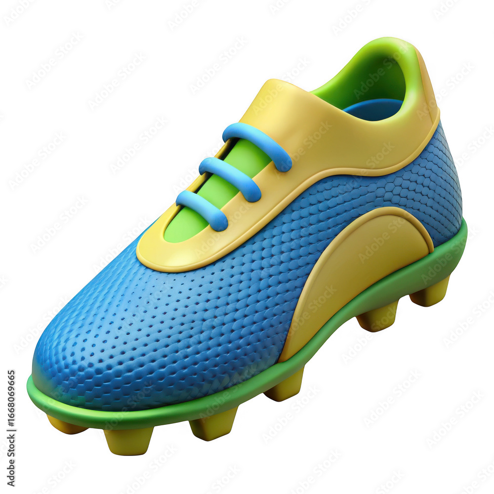 Aufkleber 3d soccer cleat with vibrant color scheme isolated on transparent background