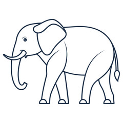 Simple Line Art Illustration of an Elephant Walking Calmly