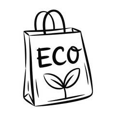 A vector shopping bag icon with "ECO" text for sustainability and green marketing.

