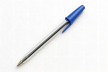 Blue ballpoint pen isolated on white background
