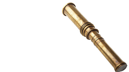 Vintage brass telescope isolated on transparent background 