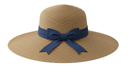 Sunhat with ribbon on white transparent background, PNG