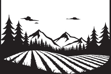 Scenic Mountain Farm Silhouette Bundle