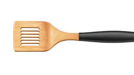 Wooden kitchen spatula isolated on transparent background 