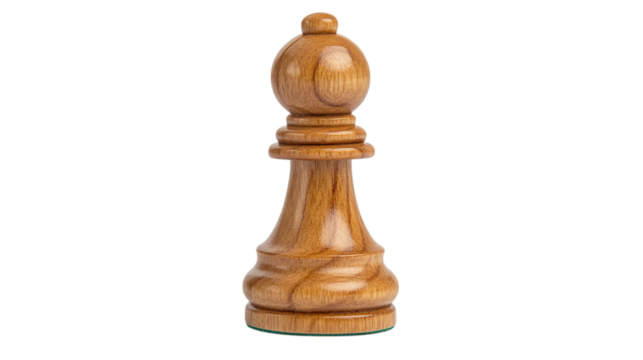 Wooden chess piece isolated on transparent background 