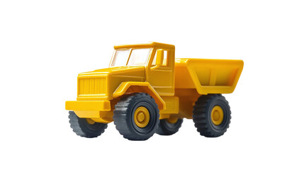 Yellow plastic toy truck isolated on transparent background 