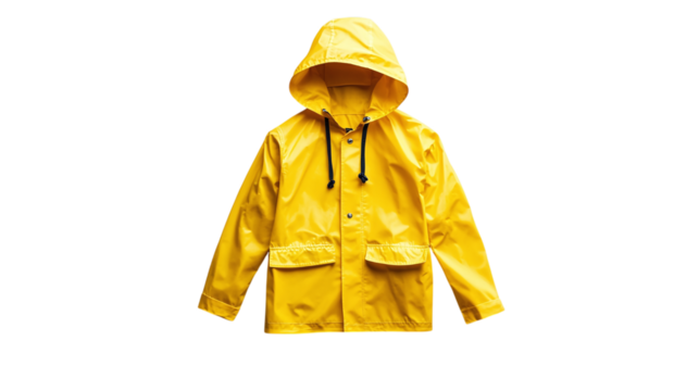 Yellow raincoat isolated on transparent background  - Powered by Adobe