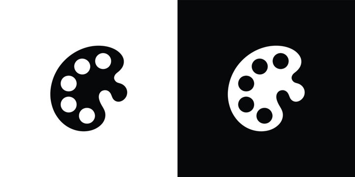 Artist Palette with Paint Wells on Inverted Black and White Square Backgrounds