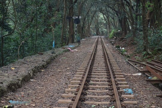 Railway Track in Forest Matheran Toy Train Route Part of the famous Matheran Toy Train (Neral&ndash;Matheran line), a UNESCO heritage railway.