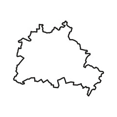 Simple Black Outline Map of Berlin, Germany, City Border Vector