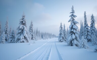 Winter landscape in Kiruna Lapland Sweden. High quality