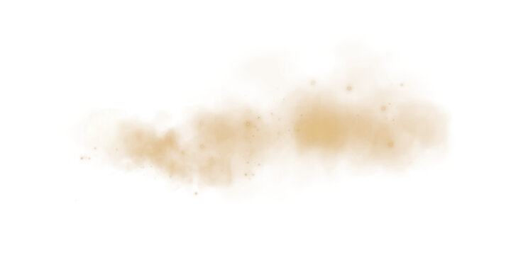 Gold Dust and Smoke Burst Overlay Realistic Dirty Air and Sand Explosion Element on Transparent Background