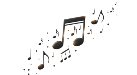 Elegant musical notes floating in artistic arrangement, perfect for conveying rhythm and harmony in creative projects, evoking a sense of melody and artistic expression, ideal for music themed designs