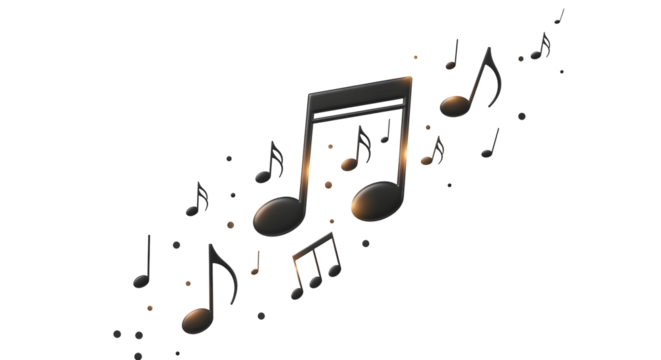 Elegant musical notes floating in artistic arrangement, perfect for conveying rhythm and harmony in creative projects, evoking a sense of melody and artistic expression, ideal for music themed designs