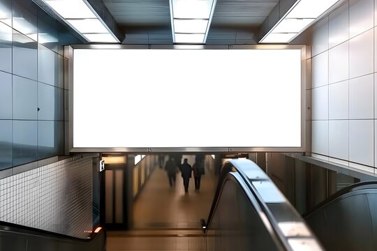 Mockup image of Blank billboard white screen posters and led in the subway station for advertising 