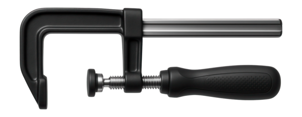 F-clamp with a powder-coated finish and an ergonomic plastic handle for general construction.