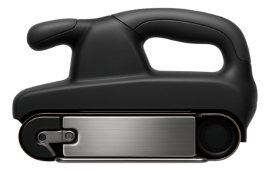 Belt sander with a wide sanding surface, suitable for a woodworking shop.