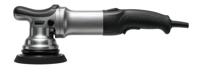 Long-throw orbital polisher with a 15mm orbit, used in high-end automotive shops.