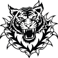 Obraz premium Aggressive Tigers and Claw Marks, Fierce Animal Attack Illustrations