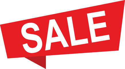 sale banner in red with bold white text on geometric background, ideal for promotions and marketing ads