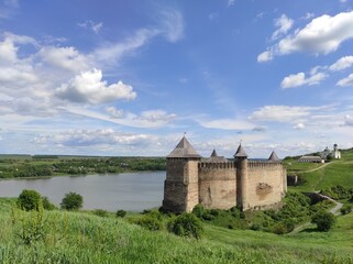 Khotyn Castle fortress. castle in Ukraine. Castle on the banks of the Dniester River. castle on the Dniester