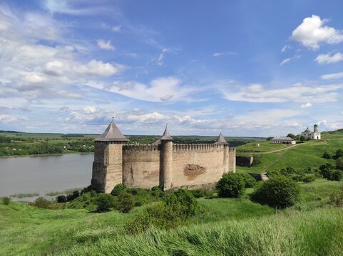 Khotyn Castle fortress. castle in Ukraine. Castle on the banks of the Dniester River. castle on the Dniester