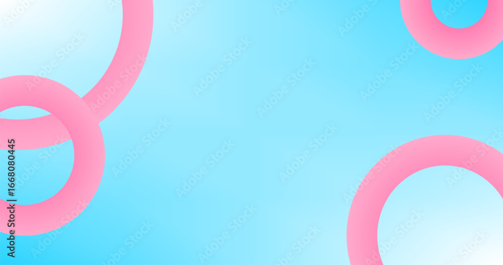 Poster abstract background with gradient pink circles on blue sky background