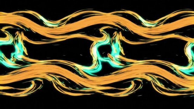 Abstract artistic expression of flowing lines and vibrant colors in a dynamic pattern, showcasing a mesmerizing visual design with contrasting hues on a dark backdrop