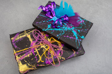 abstract gift paper made with paint