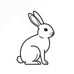 Fototapeta premium Line art illustration of a sitting rabbit in black and white