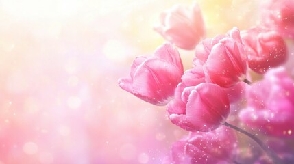 Fototapeta premium Dreamy Tulips in Soft Light: A Captivating Floral Symphony of Spring
