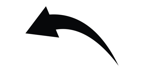 Curved arrow icons. Bold arrow symbol curved flat design isolated. Long curved black arrow vector. Vector illustrato