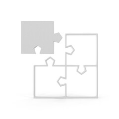 Connecting Puzzle Pieces , Teamwork and Solution, 3d Png, transparent background