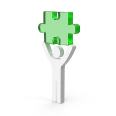 Solution Person Holding Puzzle Piece, 3d Png, transparent background