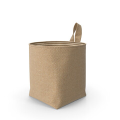 Beige Jute Storage Basket, 3d Png, transparent background