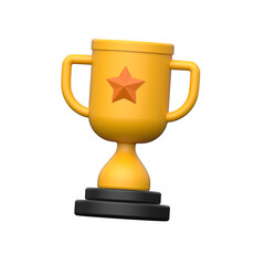 3D School Trophy Icon for Awards and Student Achievement